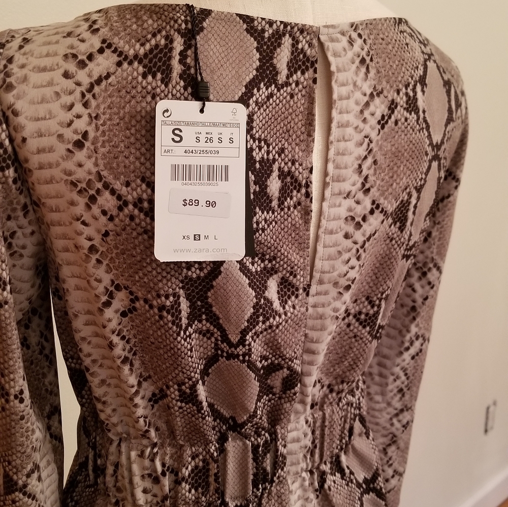Zara Color Block Black & Python Snake Print Dress - Picture 4 of 4